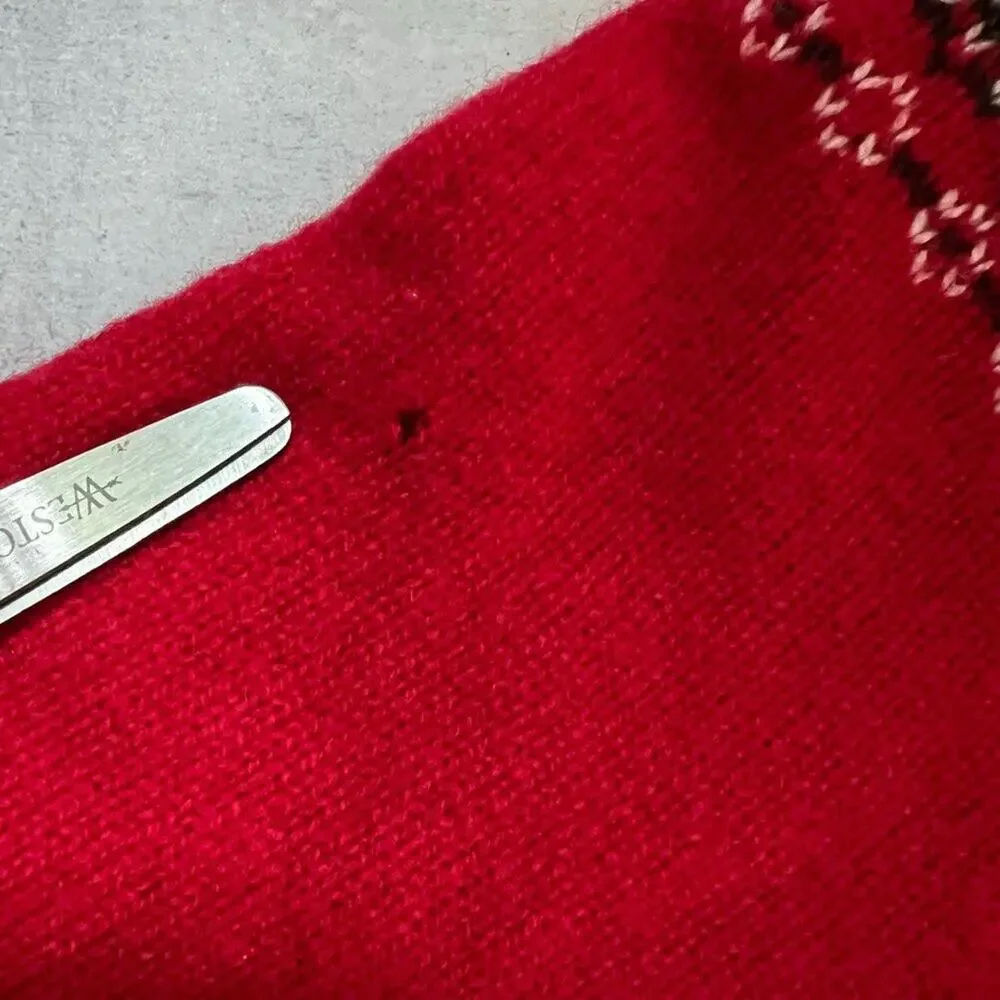 J Crew Scottie Dog Red Lambs Wool Cardigan Small